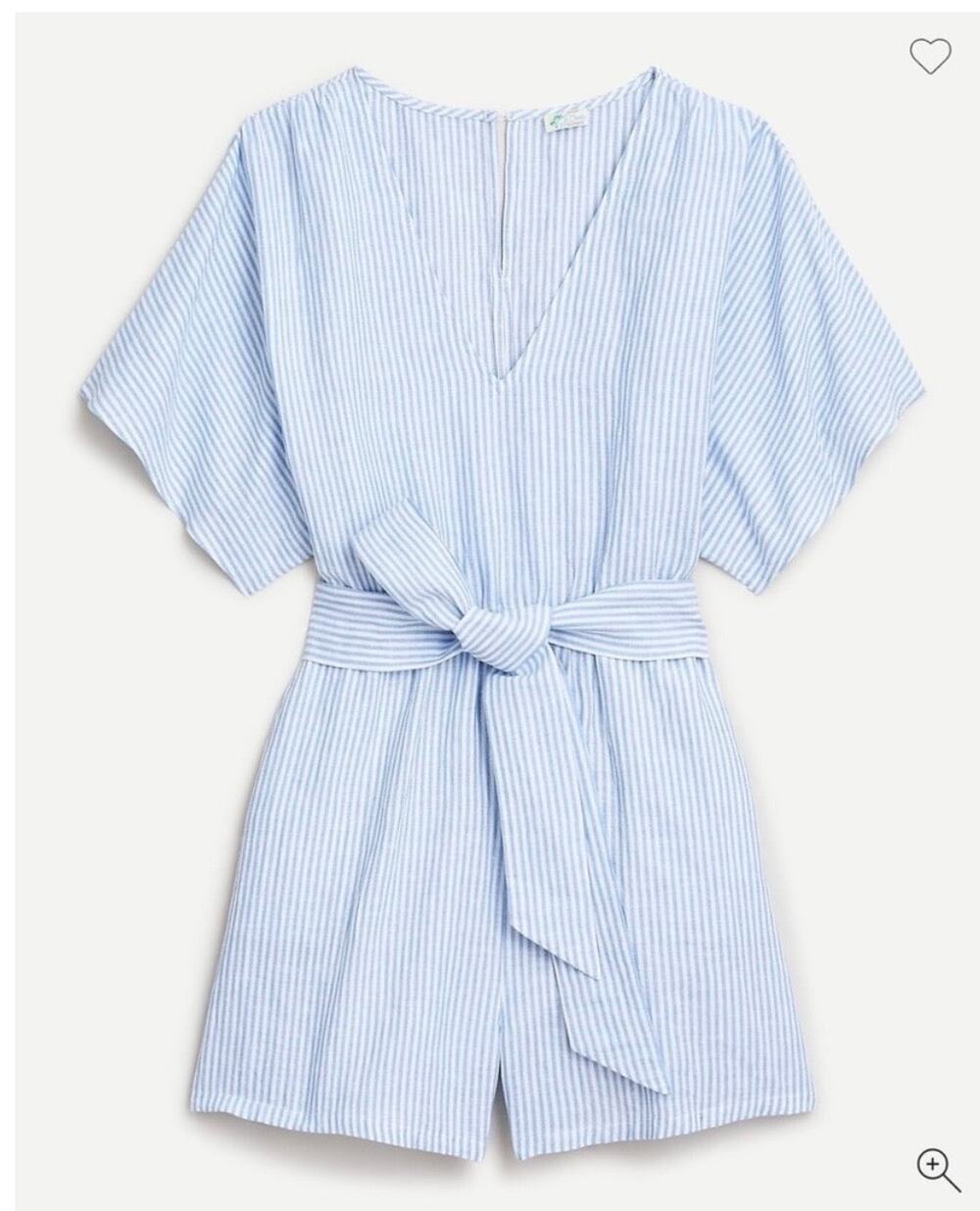 J.Crew White Blue Stripe Linen Blend Romper SzXL NWT